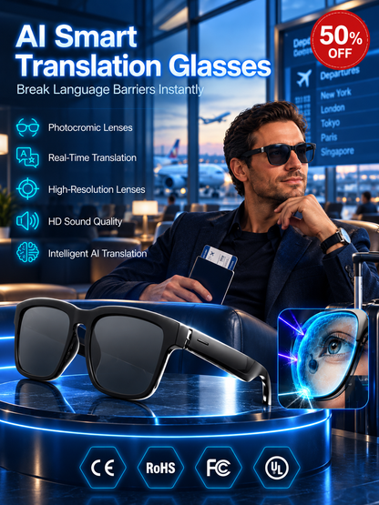 ⏰👓AI Smart Glasses: 100% Offline Translation Zoom & Explore Smarter.