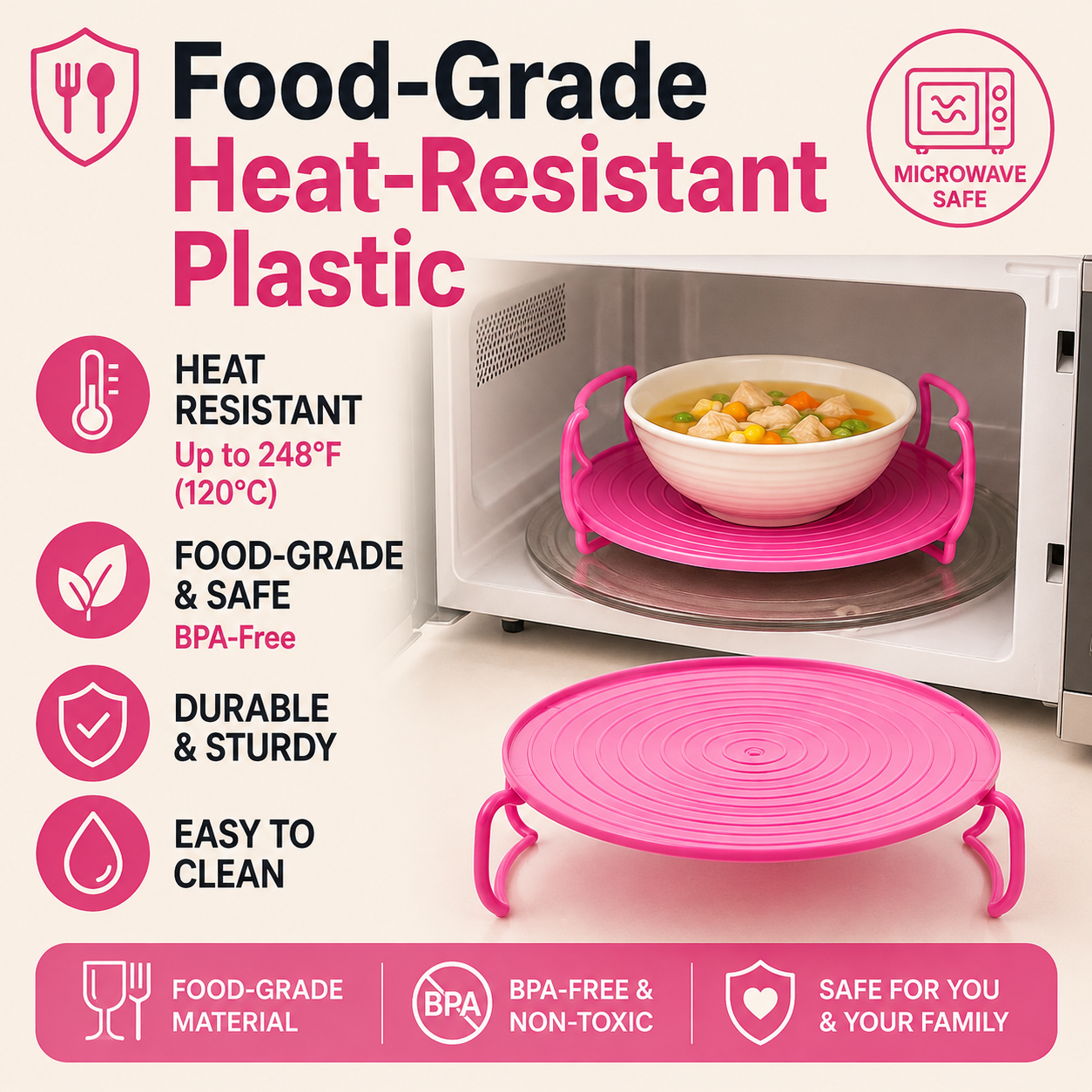 🥗Multi-functional foldable microwave oven tray - with heat-insulated handle