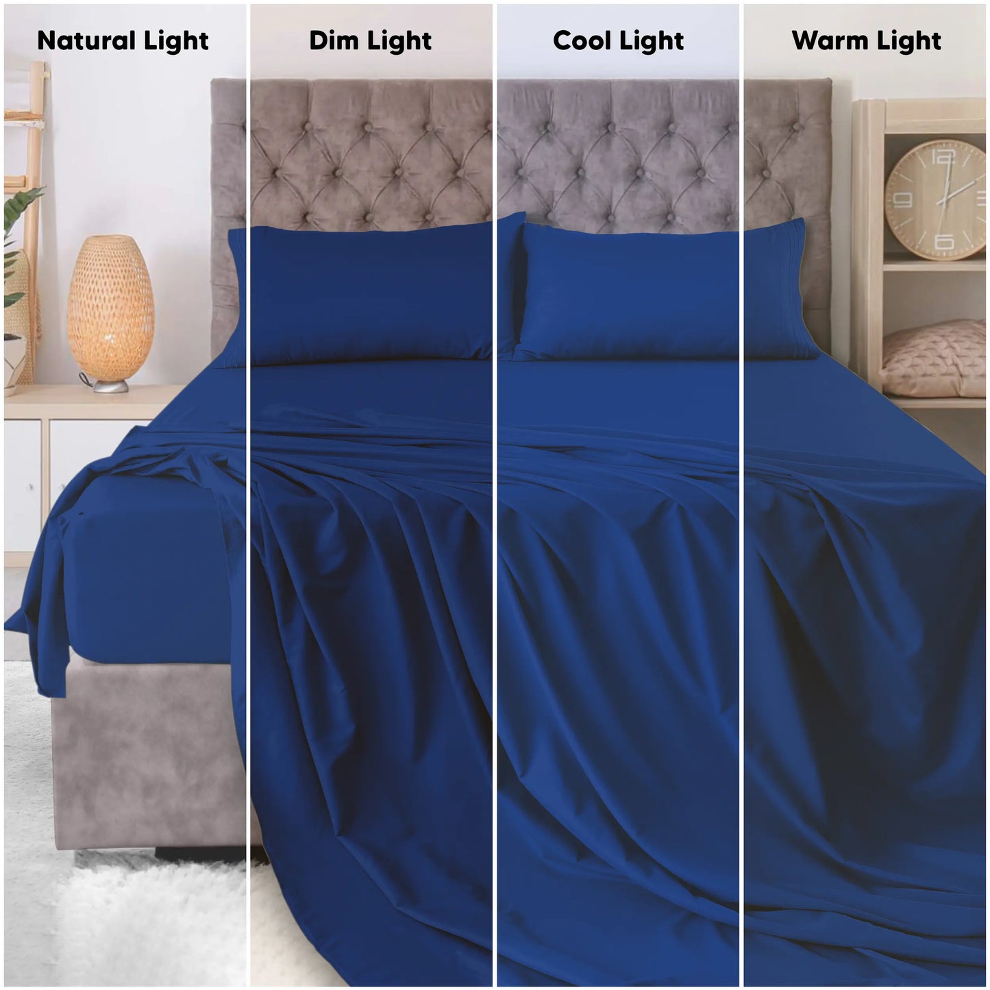 DECOR 4 Pcs Solid Bed Sheets - Brushed Microfiber Set