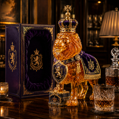 🔥 BEST SELLER 👑 Crown 87th Anniversary Royal Lion Whiskey Bottle