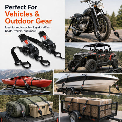 ⏰Today 52% OFF Sale🔥Dual-end Retractable Ratchet Tie Down Straps