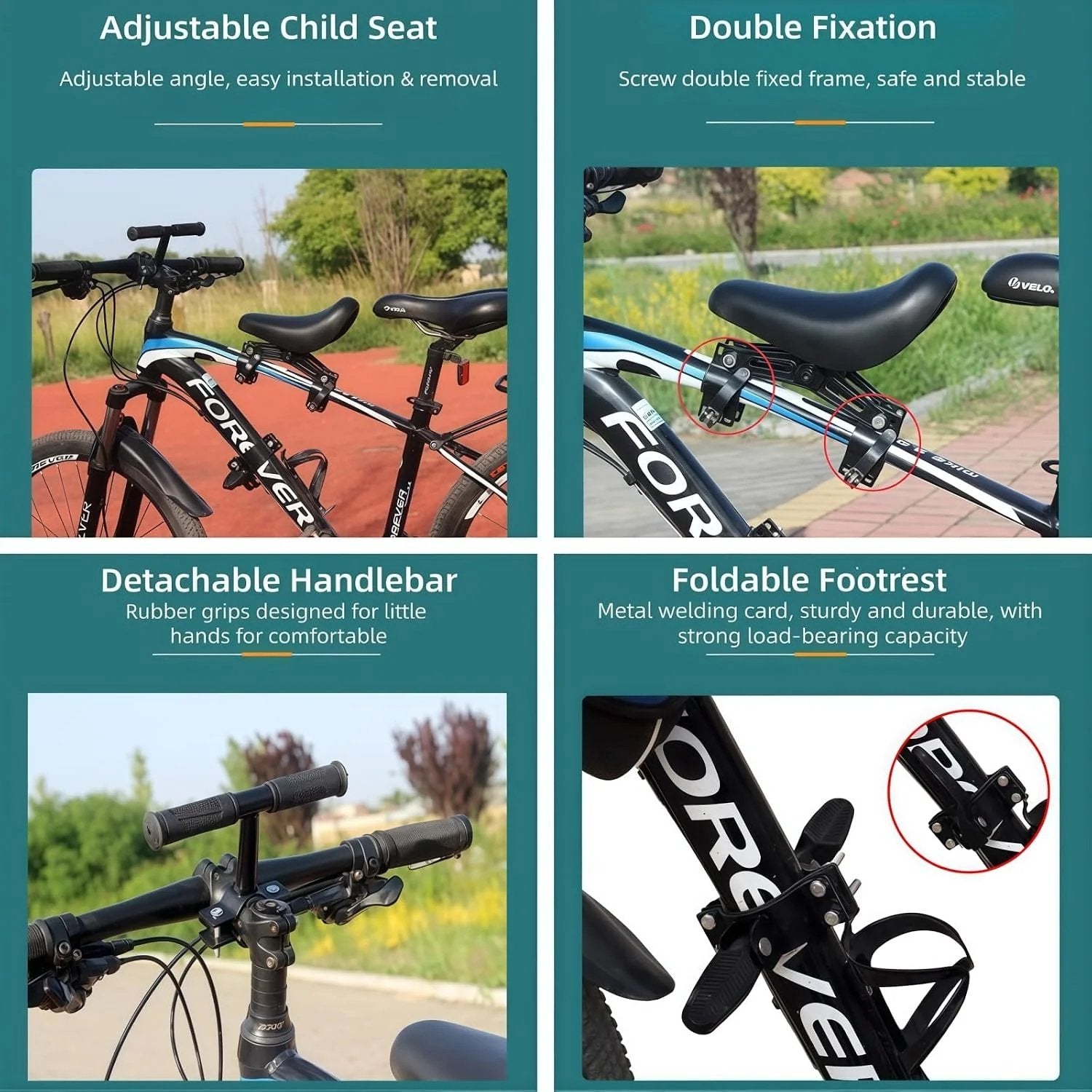 Front-Mounted Kids Bike Seat Set