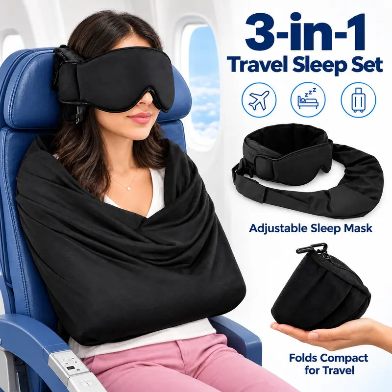 3-in-1 Airplane Sleep Support System - Carry On-Friendly Travel Bedding Accessory Set 💤