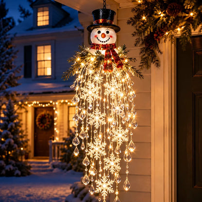 Crystal Cascade Christmas Light – Hanging Snowflake & Crystal LED Porch Décor ✨❄️