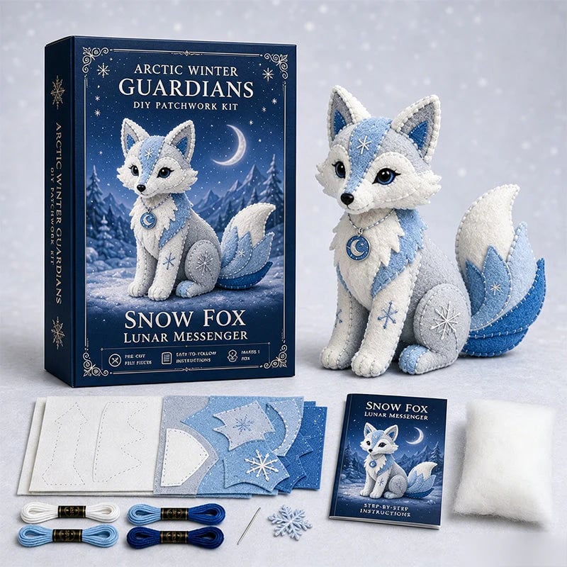 DIY Ice Dragon Felt Patchwork Kit Arctic Winter Guardian Sewing Set