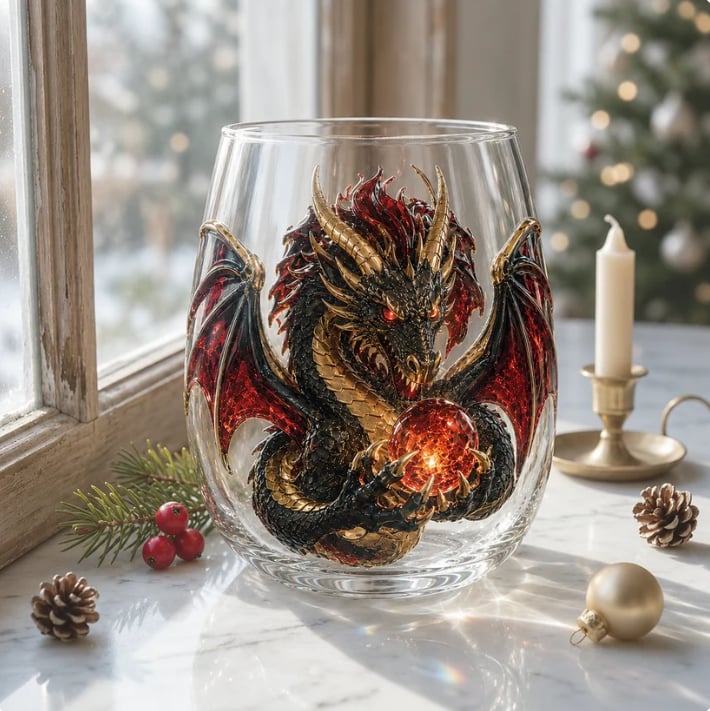 🐉✨3D Mythic Dragon Glass Art Cup | Luxury Raised Fantasy Glassware for Whiskey, Home Bar Décor & Legendary Gifts