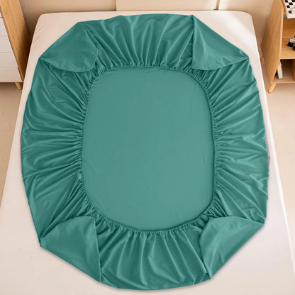DECOR 4 Pcs Solid Bed Sheets - Brushed Microfiber Set