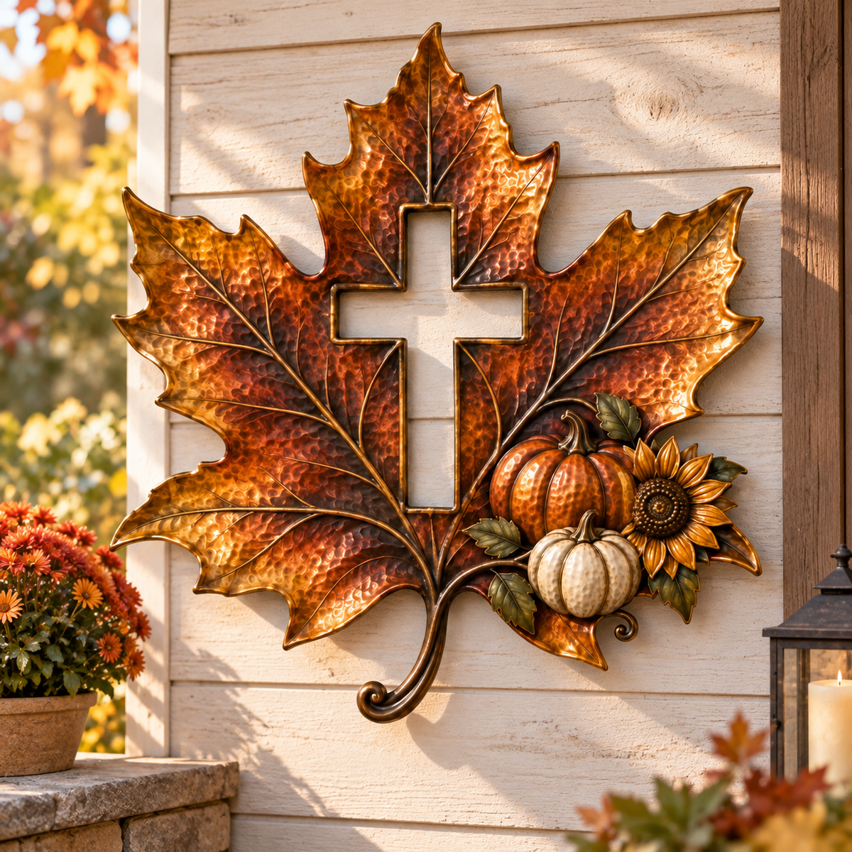 🍂Cross Maple Leaf Fall Metal Wall Decor