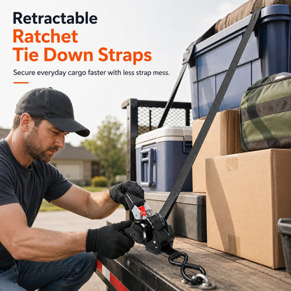 ⏰Today 52% OFF Sale🔥Dual-end Retractable Ratchet Tie Down Straps