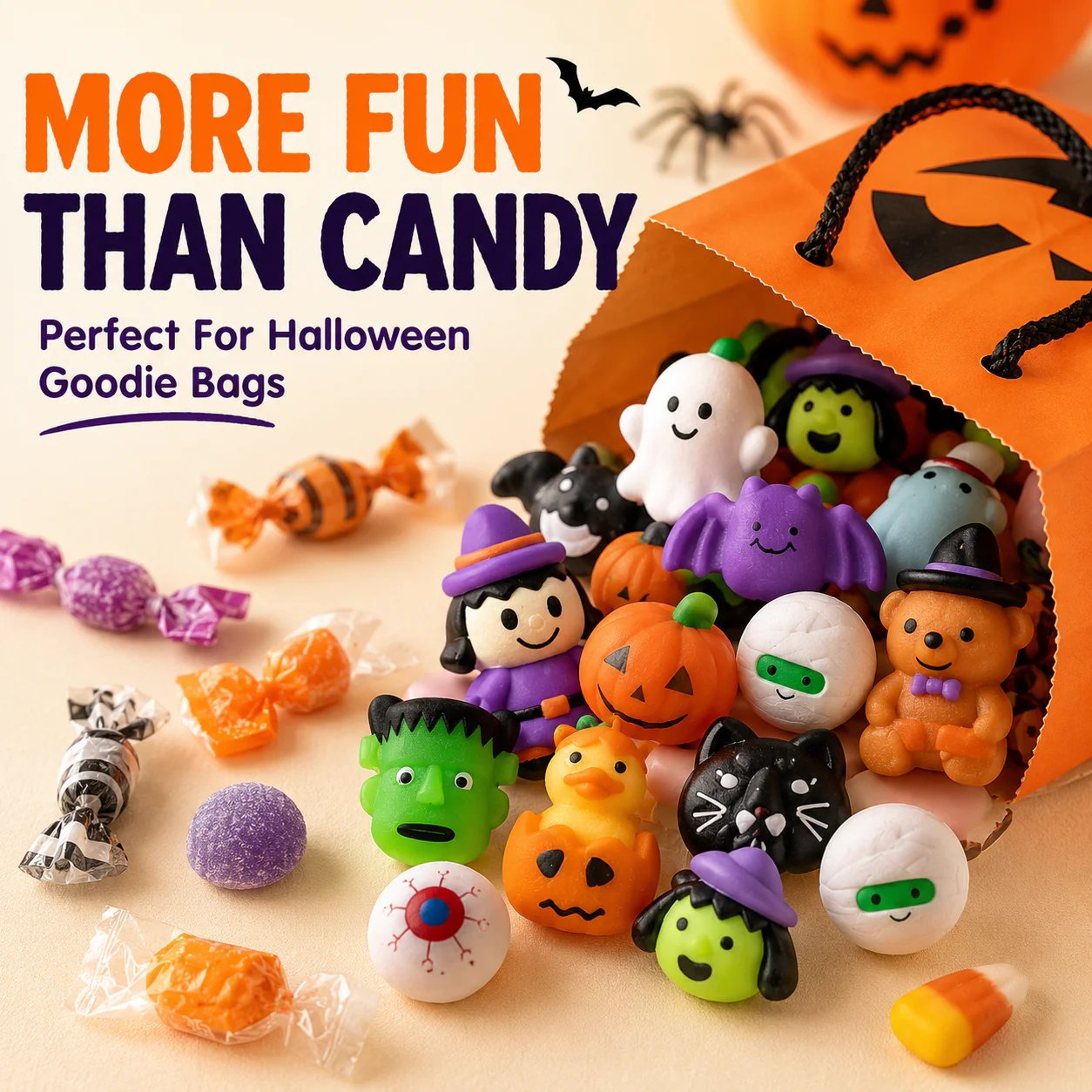 🎃 Bulk Halloween Mini Squishy Toys – 30/50/100PCS Party Favors for Kids