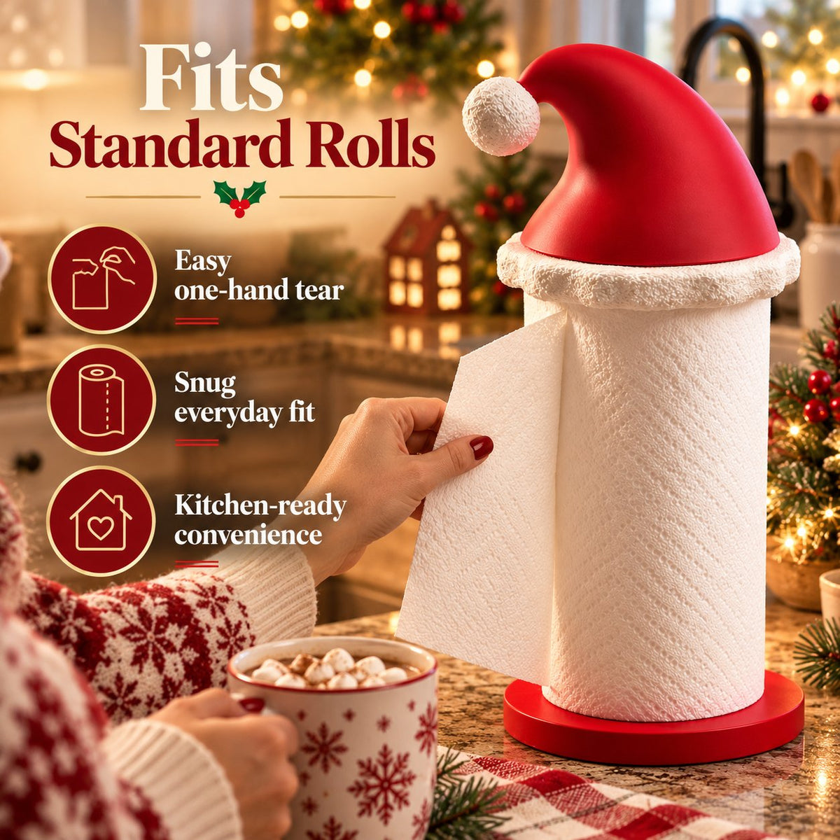 🎅 Santa Hat Paper Towel Holder