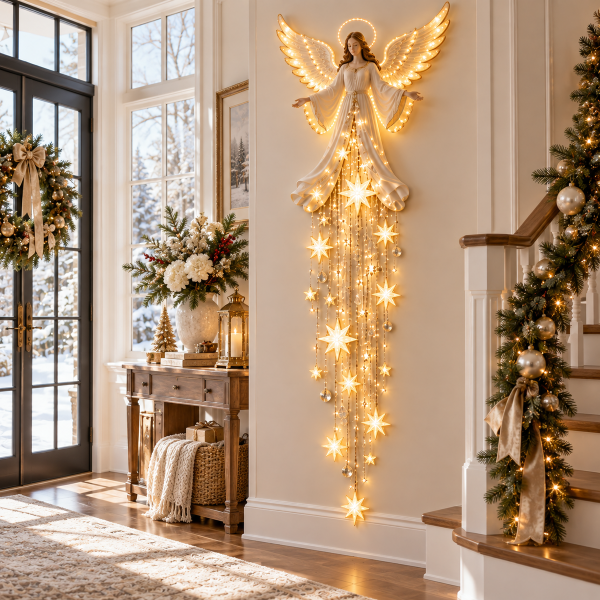 ✨Last Day 49% OFF✨ Angel Blessing Starfall Wall Light™ – Heavenly Christmas Wall Decor