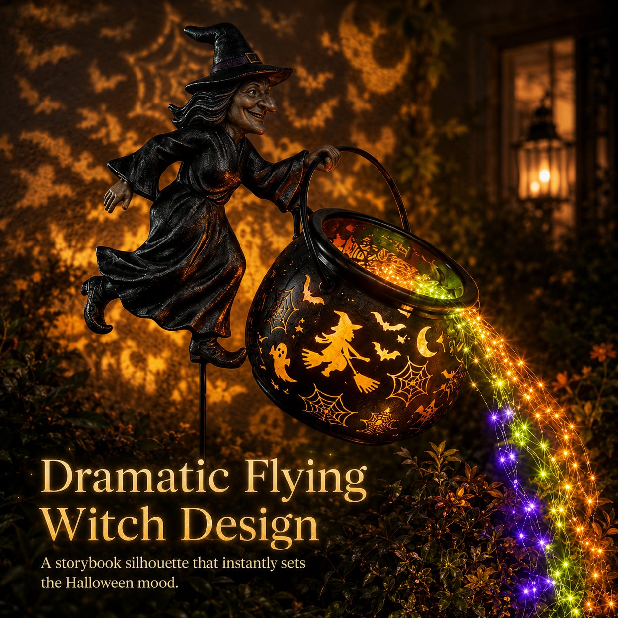 🎃 Halloween Witch Cauldron Solar Garden Light - 🧙Magical Outdoor Halloween Décor