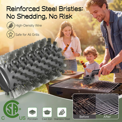 Drayvorx 2-in-1 Cordless Electric Grill Brush, Spin Scrubber with 3-Speed Motor for BBQ Cleaning