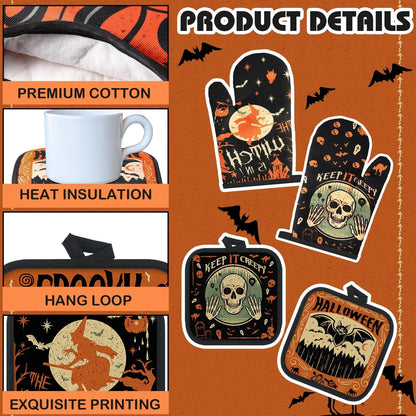 12-Piece Halloween Kitchen Decor Towel and Oven Mitt Set🧤