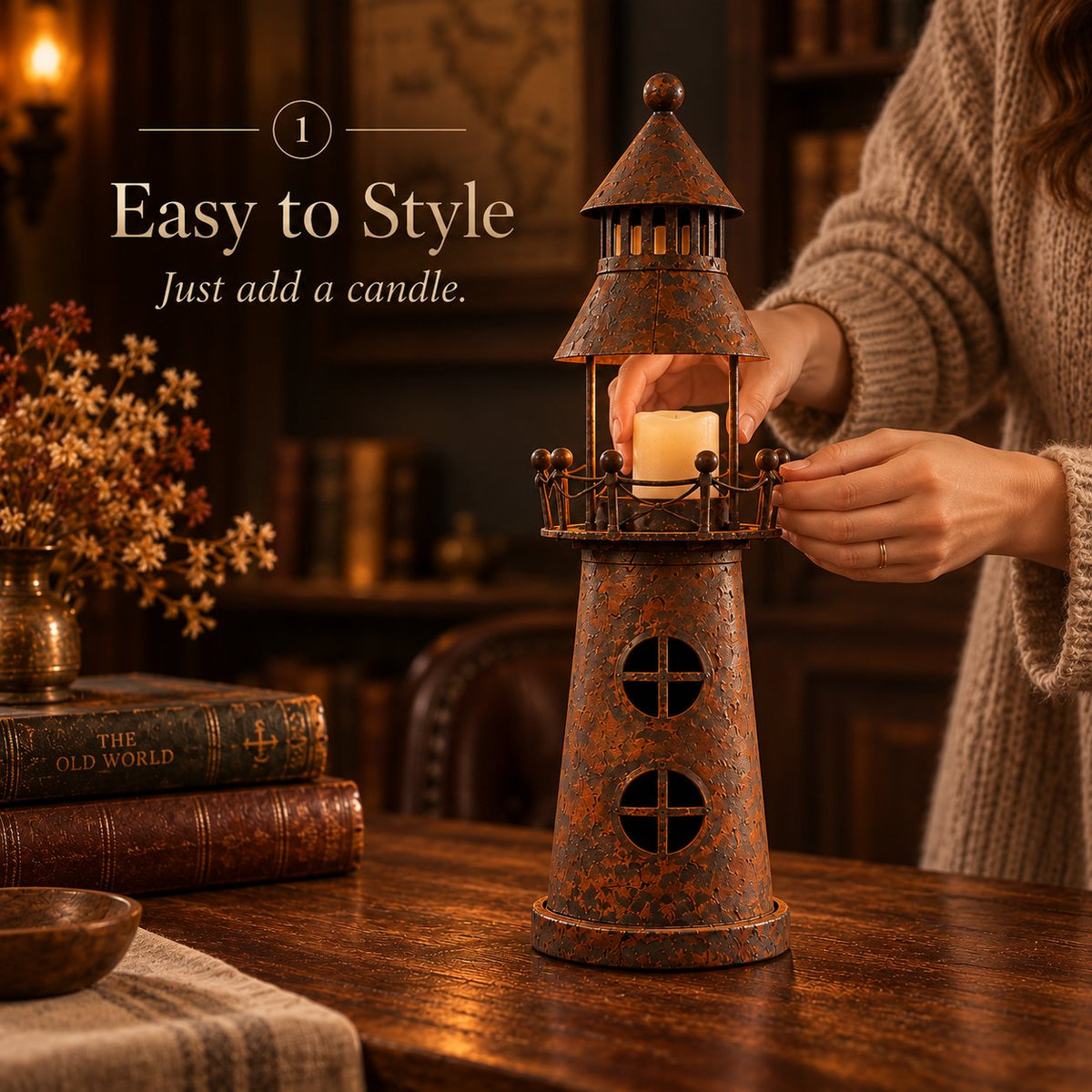 ✨ Vintage Lighthouse Candle Lantern-Bring the Warm Glow of an Old Lighthouse Home🎁