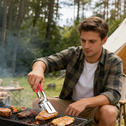 🔥3-in-1 Stainless Steel Kitchen Tongs, BBQ Grill Tongs with Flipper & Turner