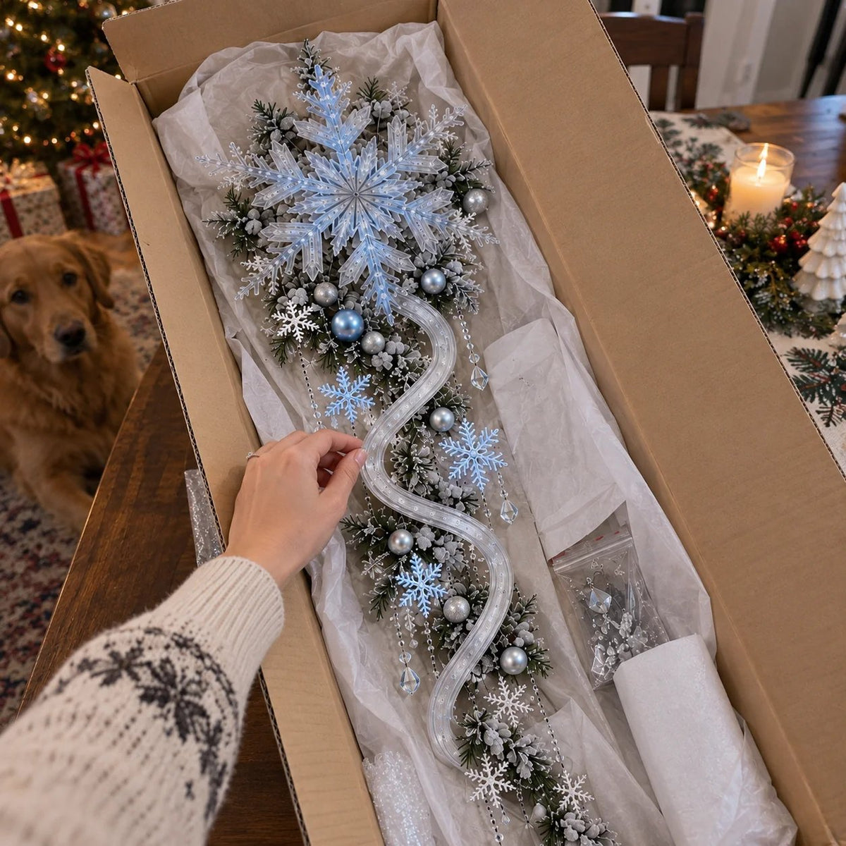 ❄️ Giant Snowflake Blizzard Trail™- Let the Snowstorm Glow Indoors