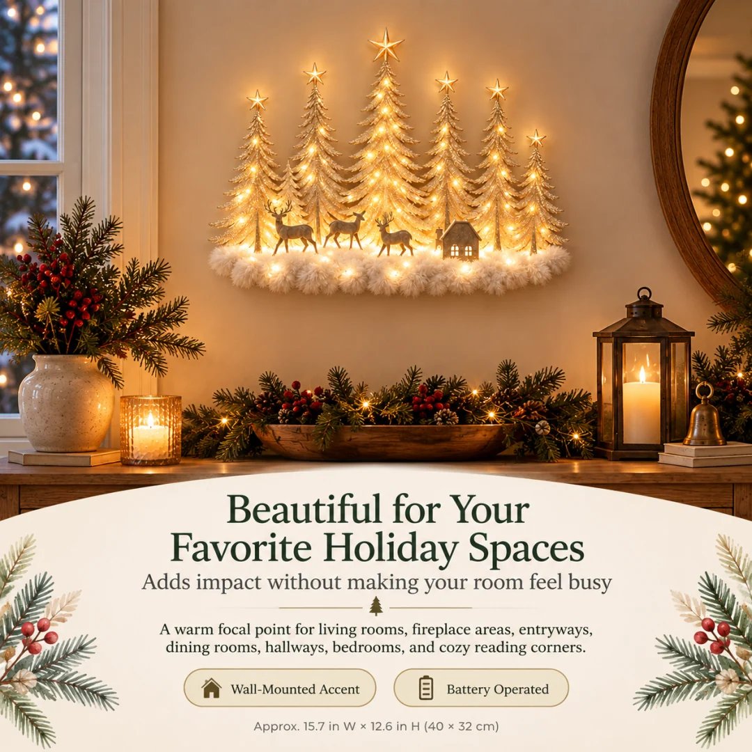 🎄Lighted Christmas Woodland Forest Wall Decor