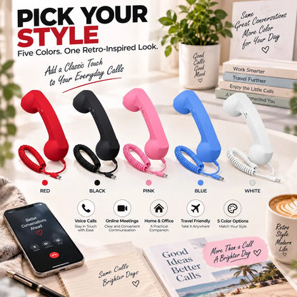Retro Phone Handset – Type-C / 3.5mm Wired Receiver with Mic & Volume Control