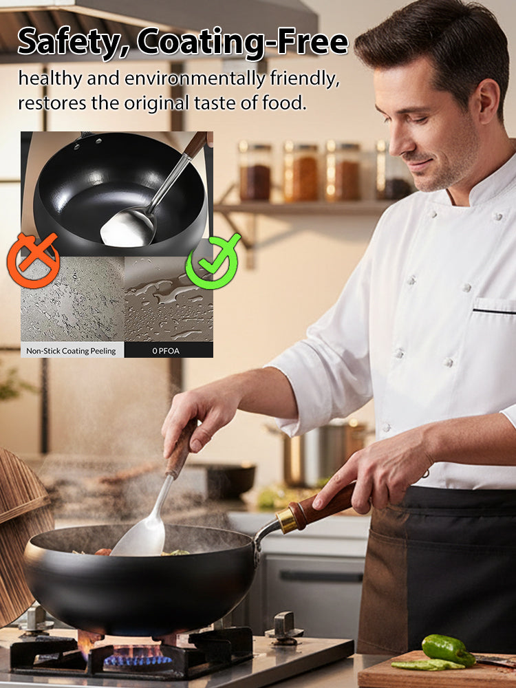 🥘 Authentic Handmade Pure Iron Pan | PFOA-Free | All Stoves Compatible | Physical Non-Stick | Boost Iron Levels ✨