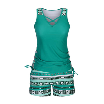 Women's Tummy Control Tankini Set with Built-In Bra – Flattering Boho Swimwear with Shorts💝