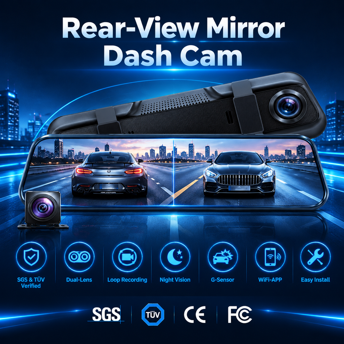 💥50% OFF 🚗🎥Dual-Lens Rearview Mirror Dash Cam