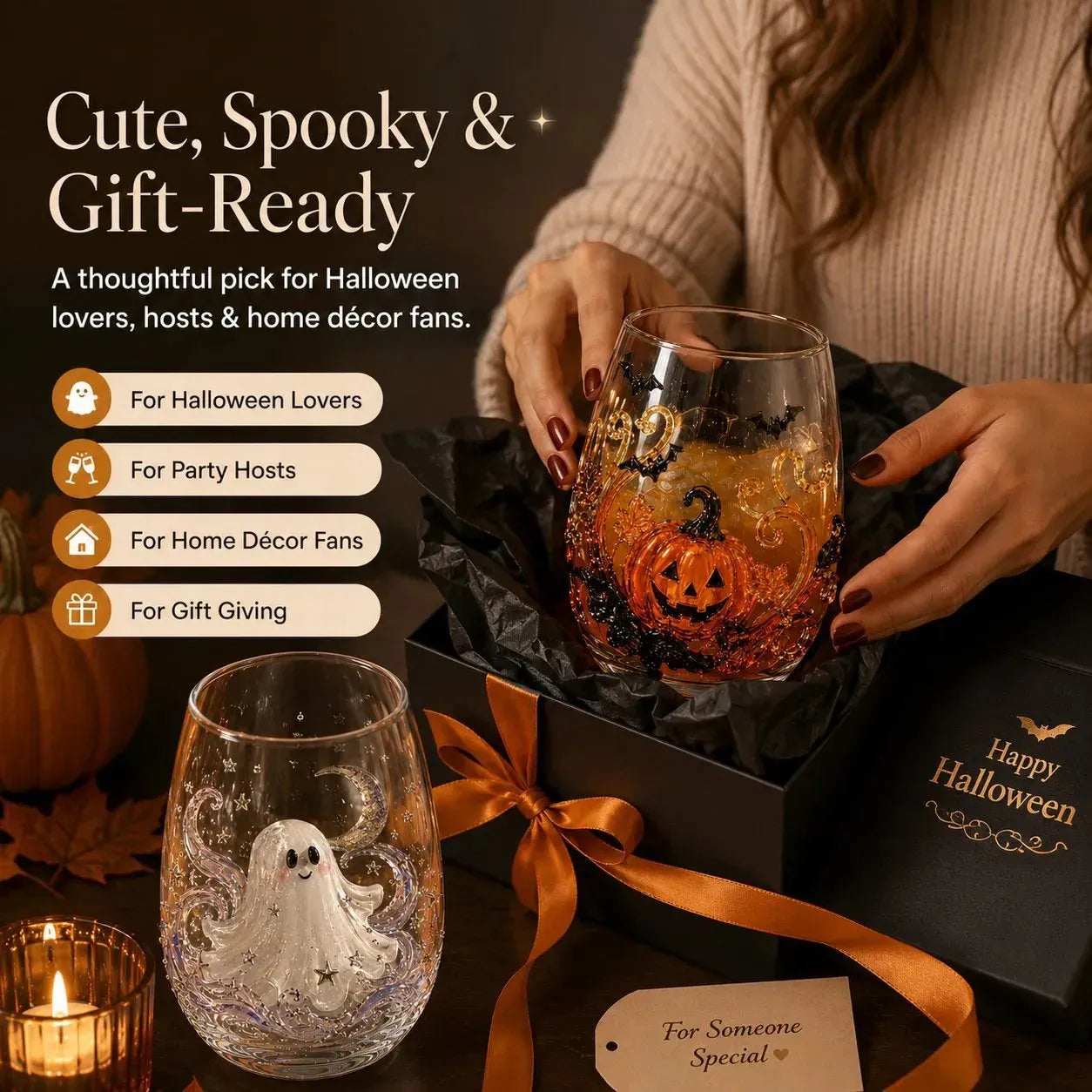 🔥 LAST DAY-60% OFF | 🎃 3D Halloween Glasses - Perfect for parties and cozy autumn bars