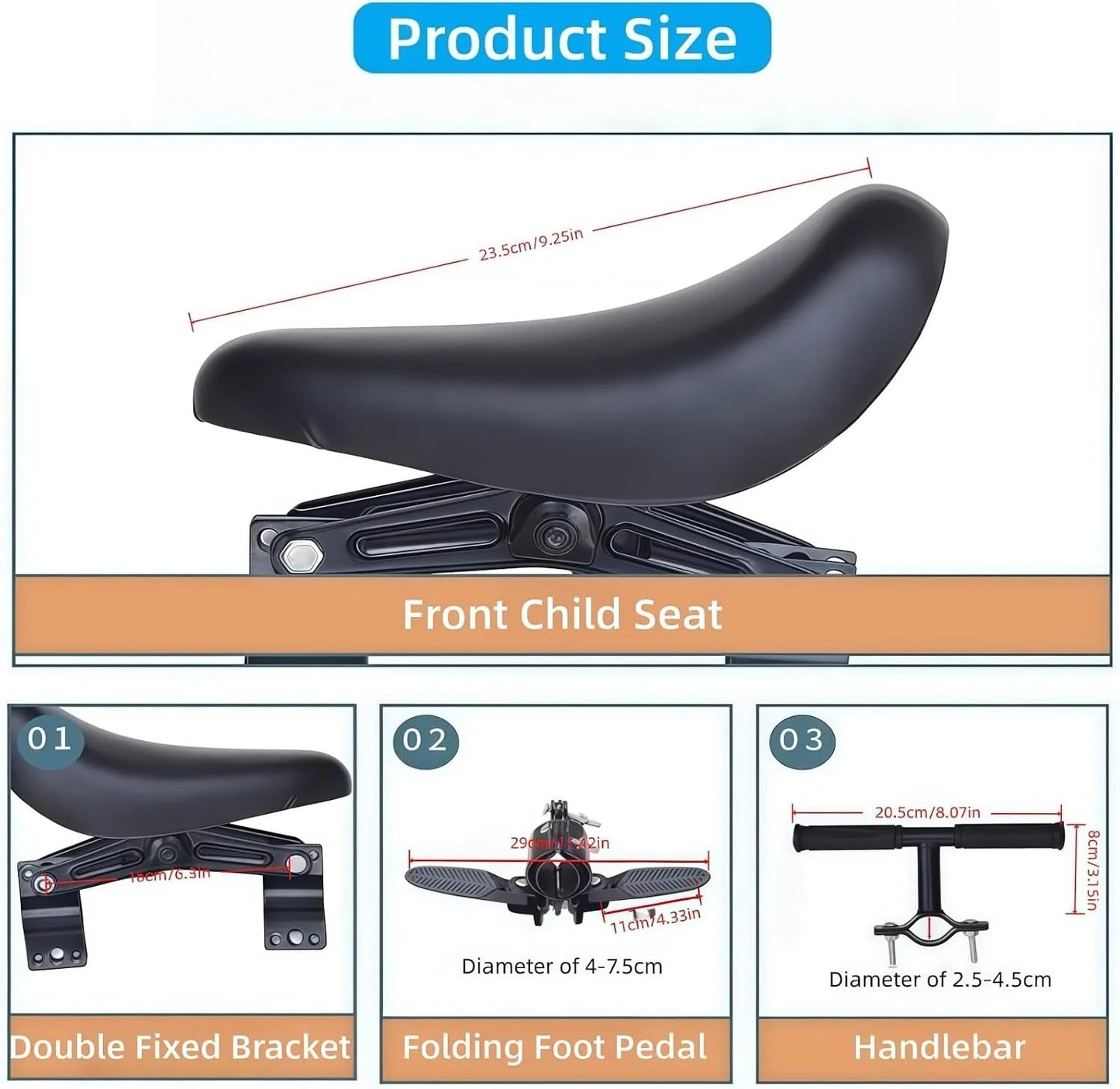 Front-Mounted Kids Bike Seat Set