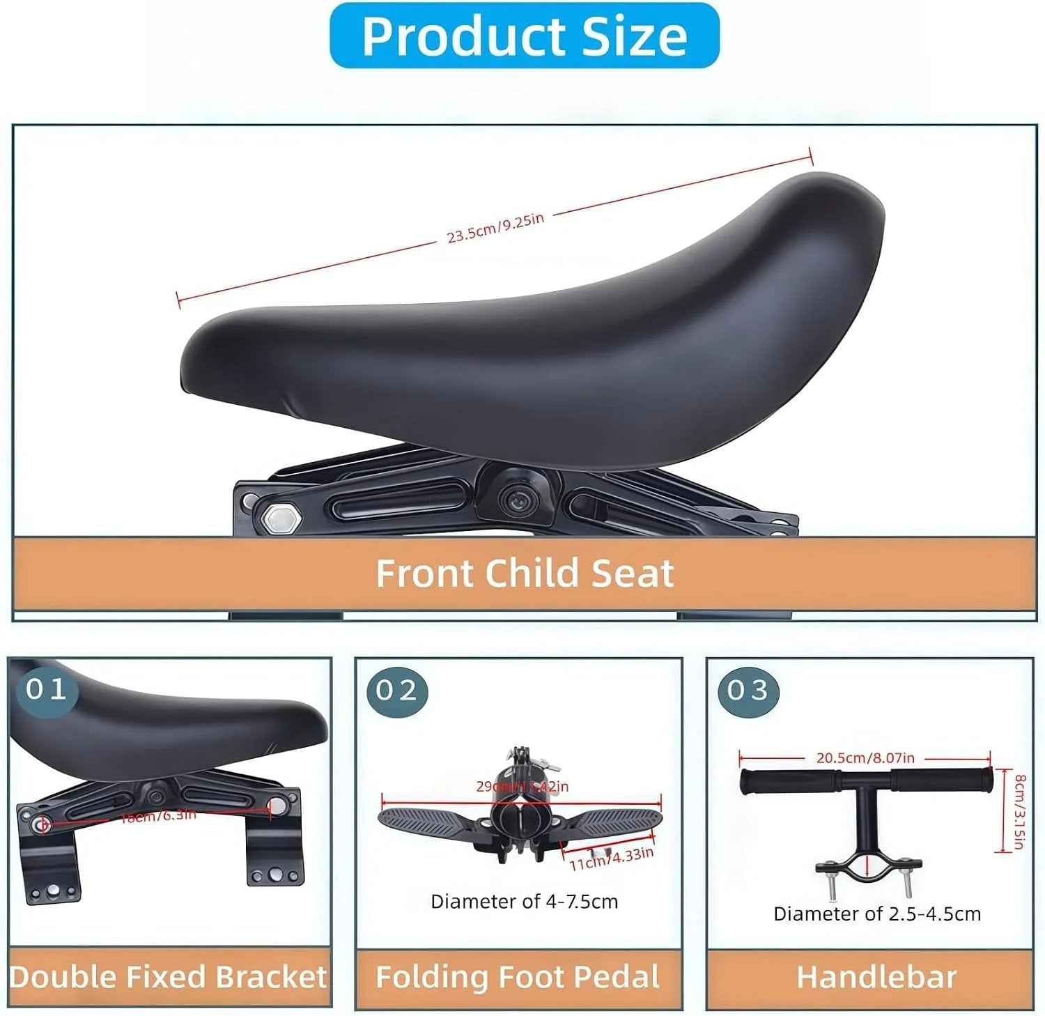 Front-Mounted Kids Bike Seat Set