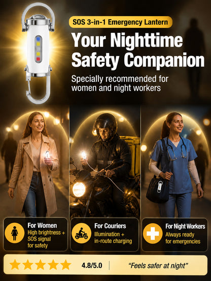 【3-in-1 Multifunction】SOS Emergency Light Flashlight