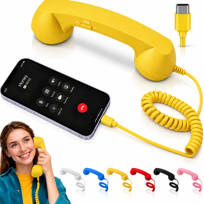 Retro Phone Handset – Type-C / 3.5mm Wired Receiver with Mic & Volume Control