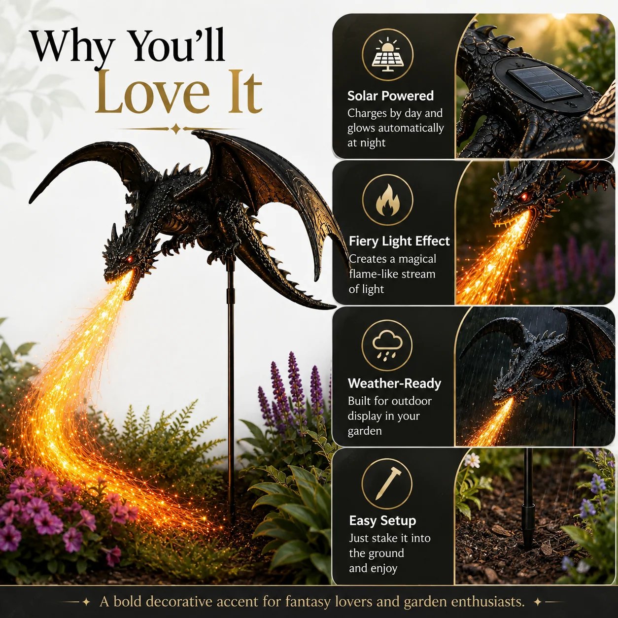 🔥 47% OFF | Solar Fire-Breathing Dragon Garden Stake Light 🐉