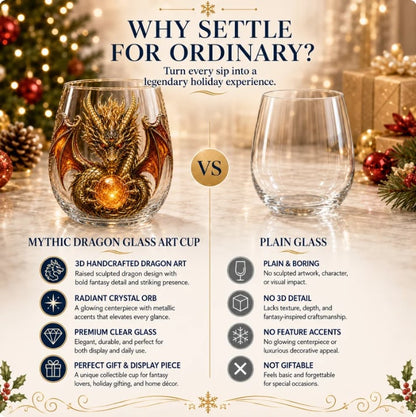 🐉✨3D Mythic Dragon Glass Art Cup | Luxury Raised Fantasy Glassware for Whiskey, Home Bar Décor & Legendary Gifts