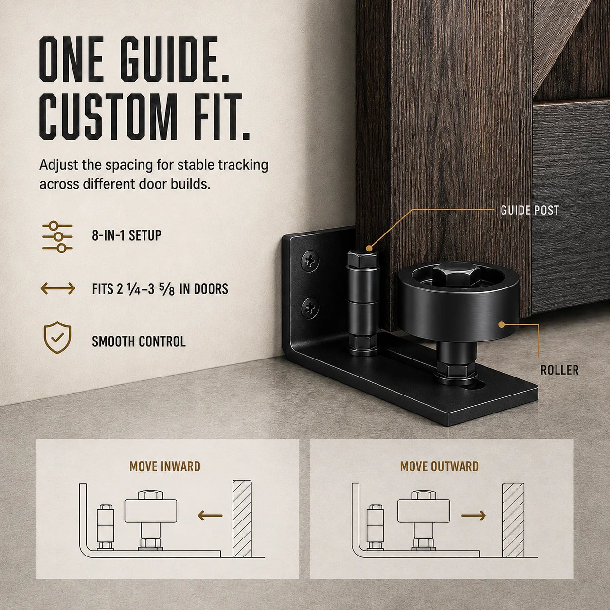 🔥HOT SALE🔥8-in-1 Adjustable Barn Door Floor Guide – Wall-Mount Stay Roller for Smooth, Stable Sliding