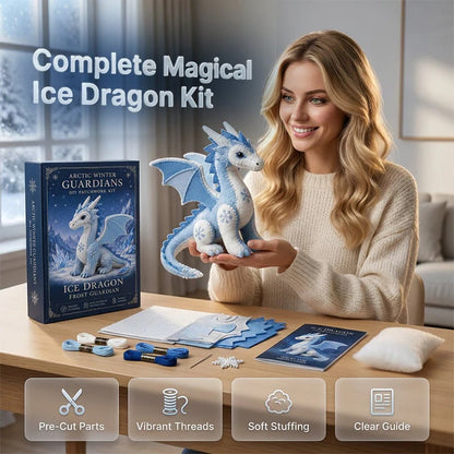 DIY Ice Dragon Felt Patchwork Kit Arctic Winter Guardian Sewing Set