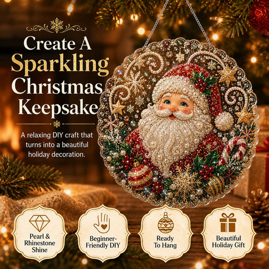 🎄 LIMITED TIME！！ 49% OFF – ✨ Christmas Pearl Diamond Art Hanging Ornament Kit | Luxury Flocked Canvas with Scratch-Resistant Non-Fading Pearl Beads DIY Handmade Holiday Hanging Decor 🎅💎