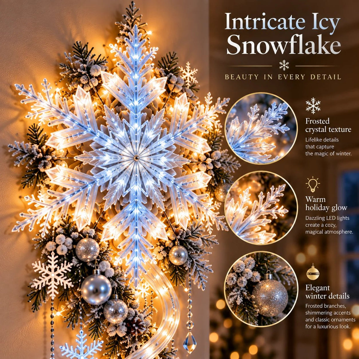 ❄️ Giant Snowflake Blizzard Trail™- Let the Snowstorm Glow Indoors