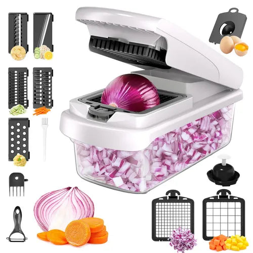 🔥14-in-1 Multifunctional Vegetable Chopper – Chop, Slice & Dice Instantly!