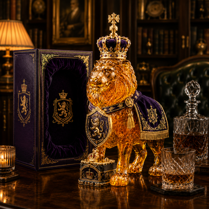 🔥 BEST SELLER 👑 Crown 87th Anniversary Royal Lion Whiskey Bottle