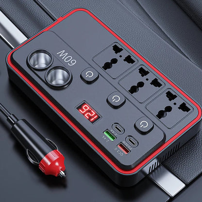 Multifunctional Car Charger with AC Outlets & USB