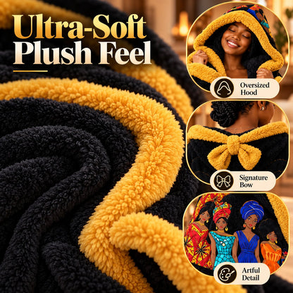 🔥African Queen Heated Plush Robe 👑 Ultra-Soft Hooded Design with Adjustable Heat