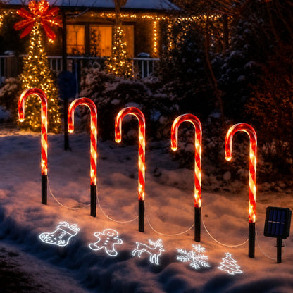 ✨🎄Solar Candy Cane Projector Pathway Lights – Light the Way to Christmas