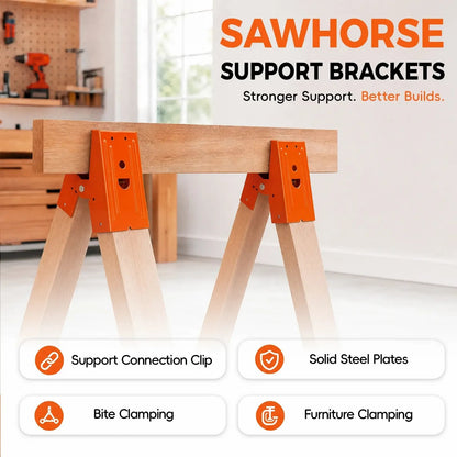 2-Pack Heavy Duty Sawhorse Brackets with Down Clamps