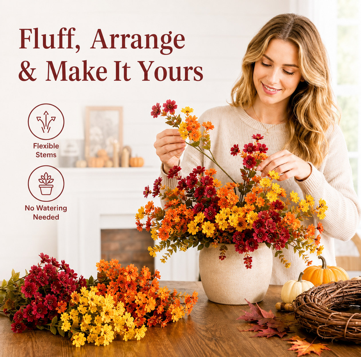 🎁  Last Day 50% OFF - Fall Artificial Flowers For Halloween &amp; Autumn Decor