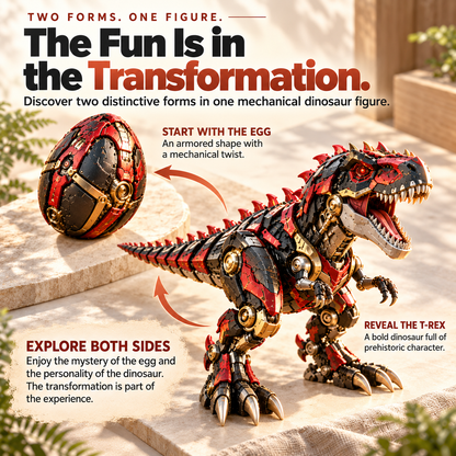 🔥 🦖 2-in-1 Mechanical T-Rex Egg – Transforming Dinosaur Figure with Armored Details & a Surprise Reveal
