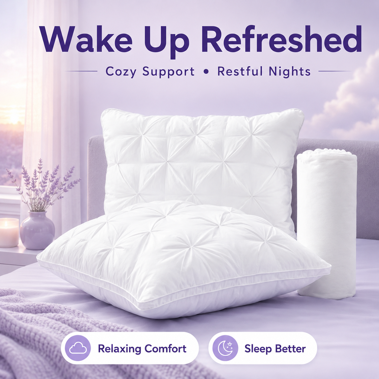 Tufted Neck Support Pillow | Cooling Breathable & Fluffy, No-Flat Fill for All Sleep Positions