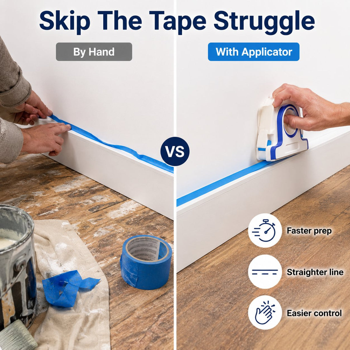 Easy Painter’s Tape Applicator Tool.Tape faster. Cut cleaner. Paint with straighter edges.