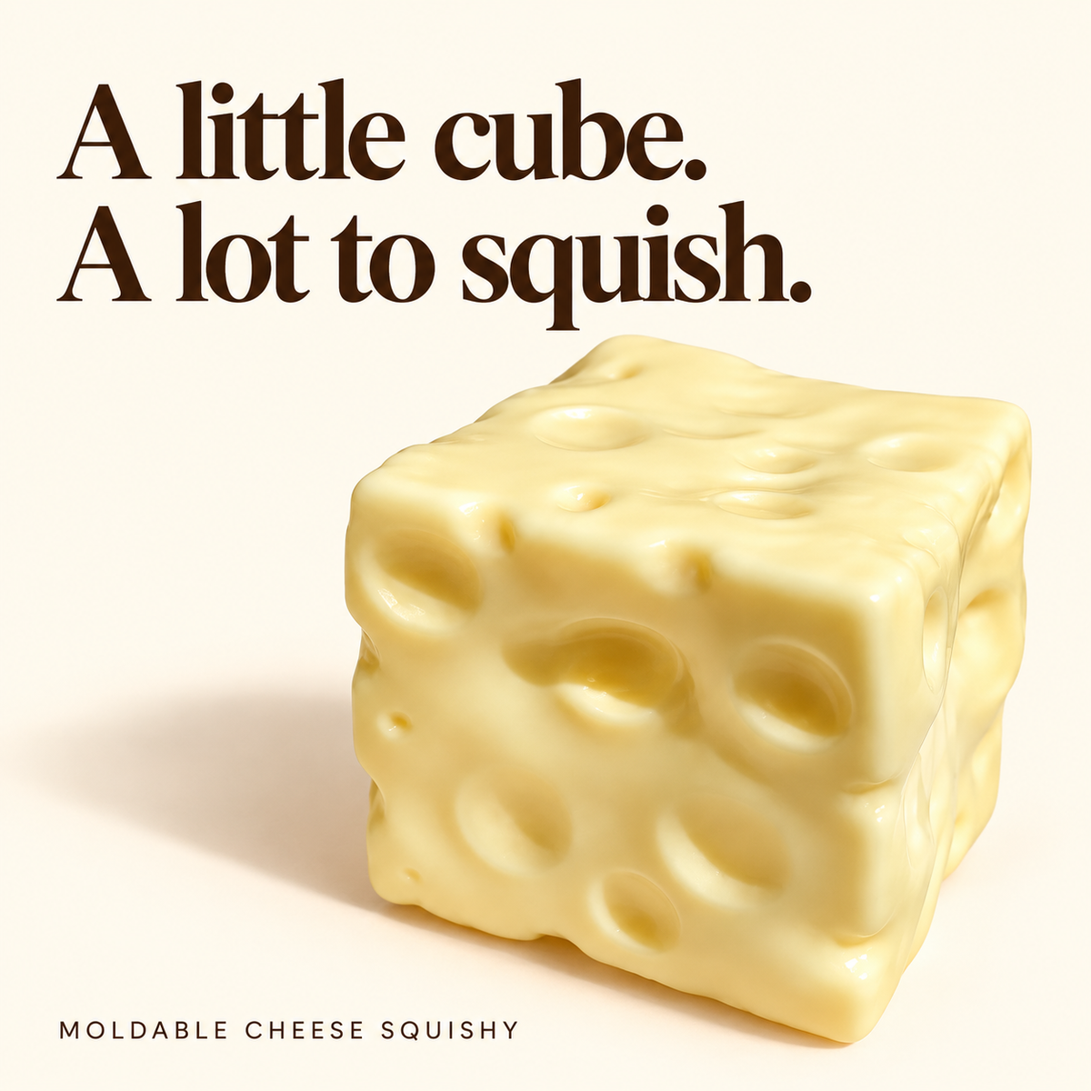 Pale yellow moldable cheese cube squishy