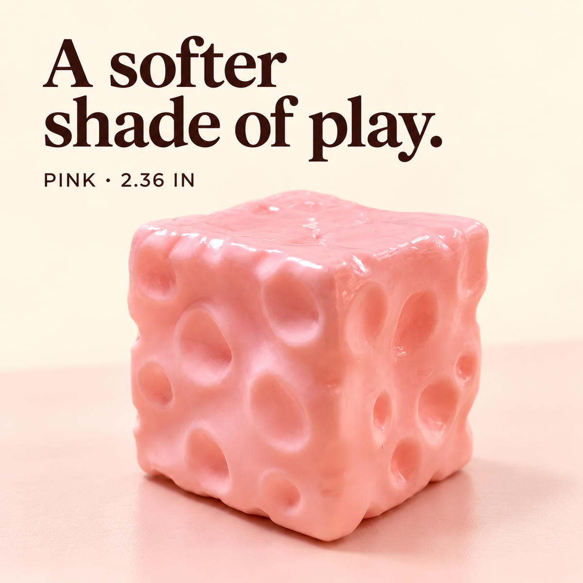 Pink 2.36-inch cheese cube squishy